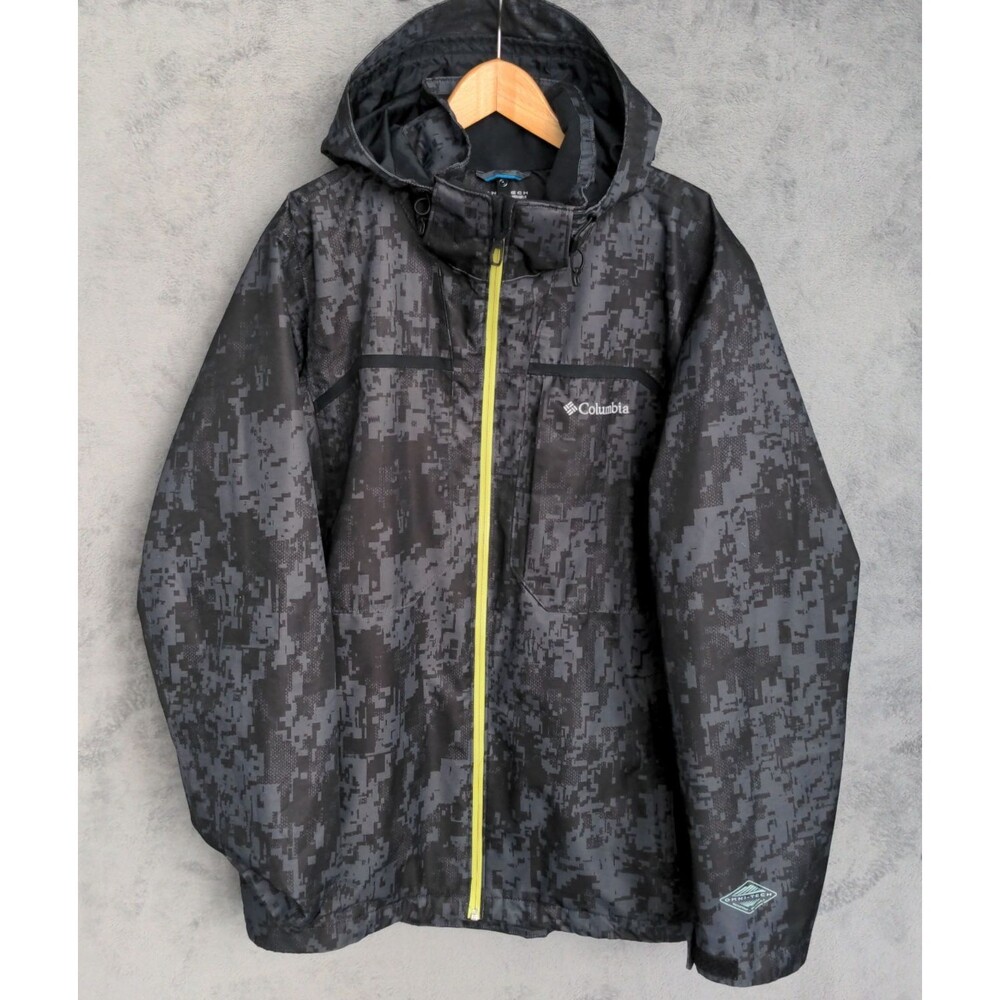 Columbia Omni-Tech Jacket Mens L Digital Camo Interchange Hooded Waterproof